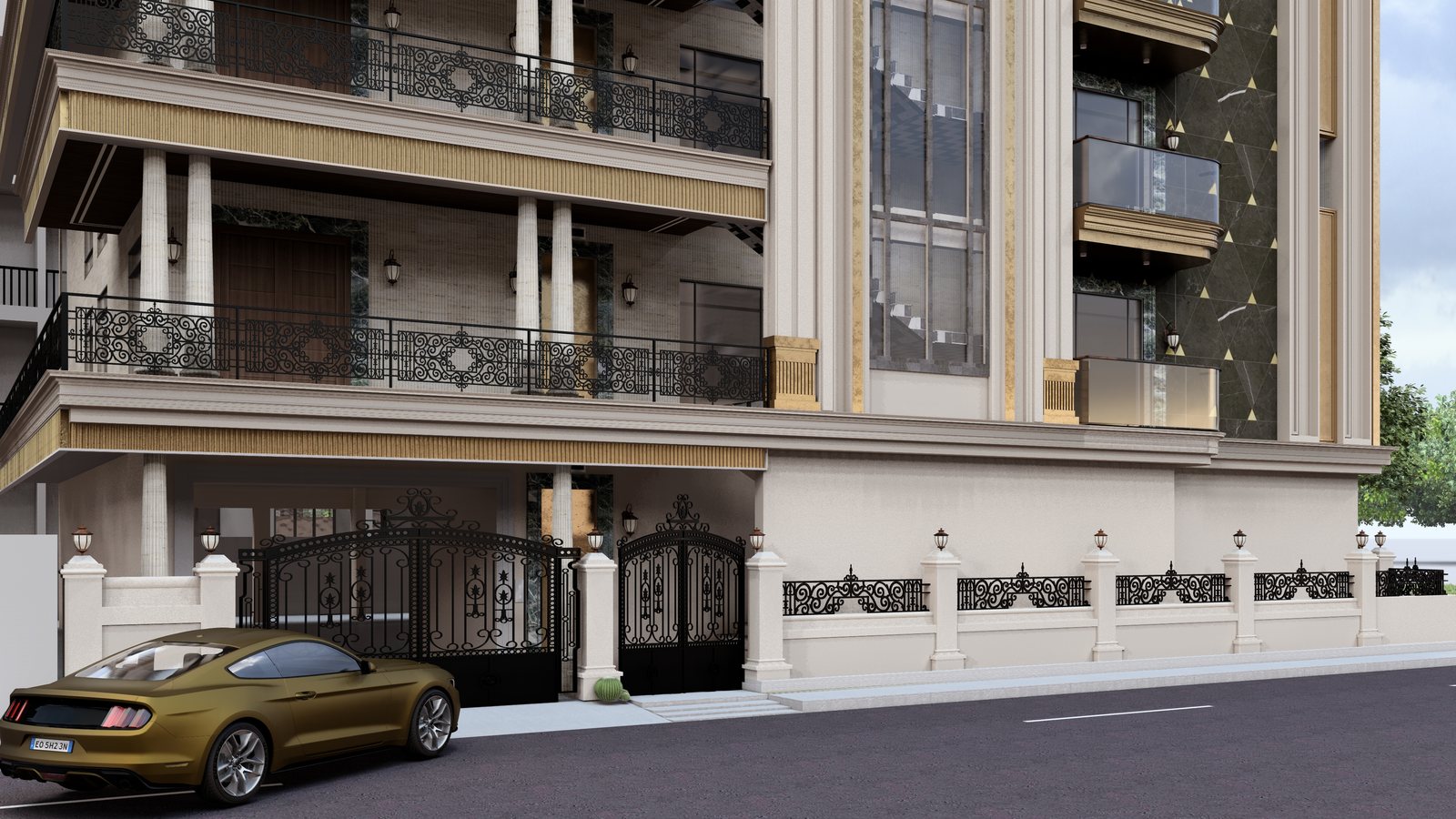 The gated entrance at street level.
