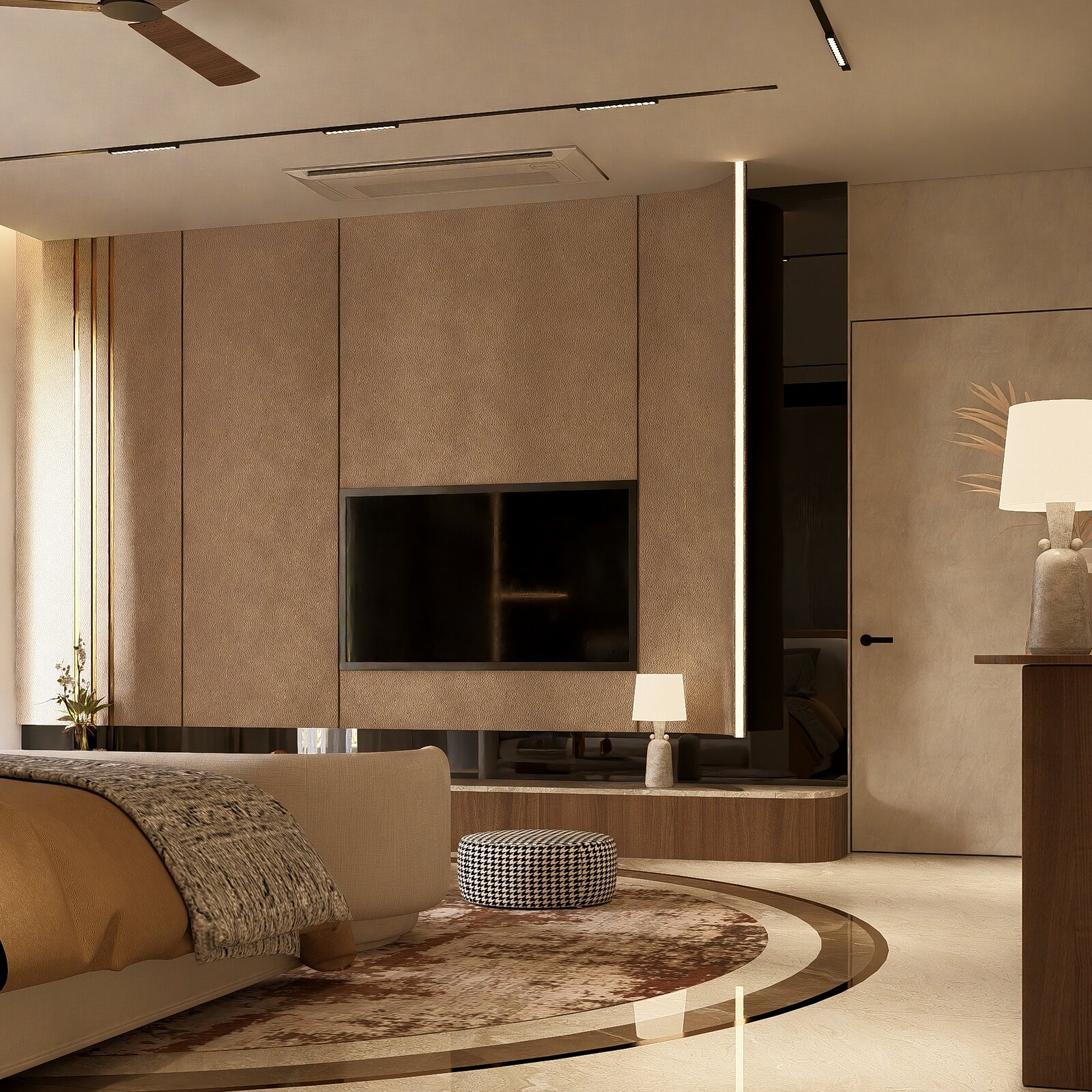 The master media wall in walnut.