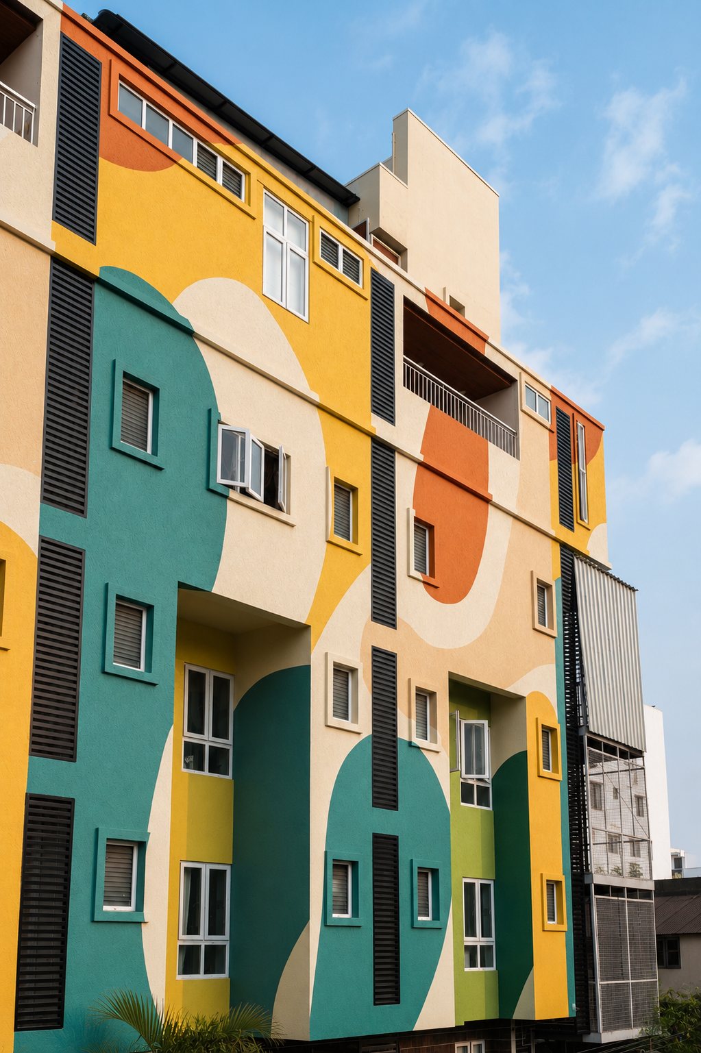 A teal circle drawn across the windows.