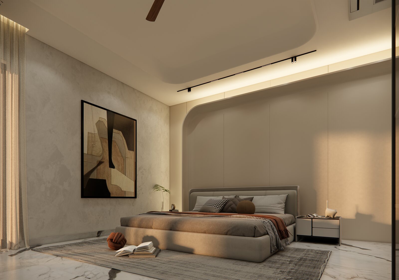 A quiet room, warm and minimal.