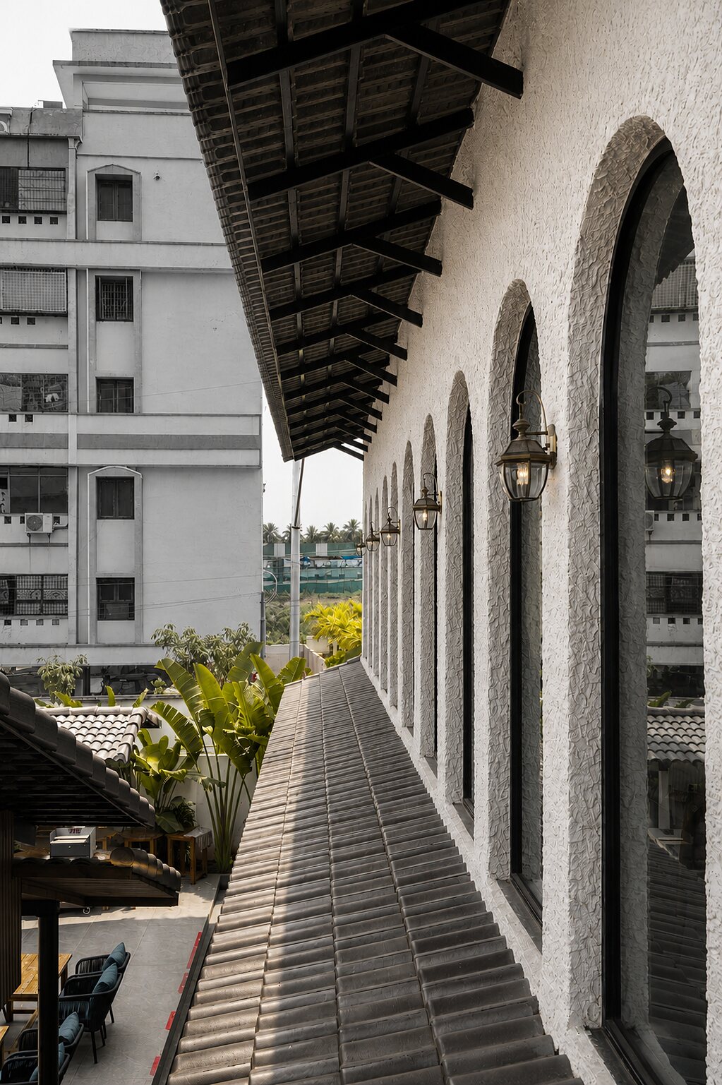 The arched walk along the outer wall.