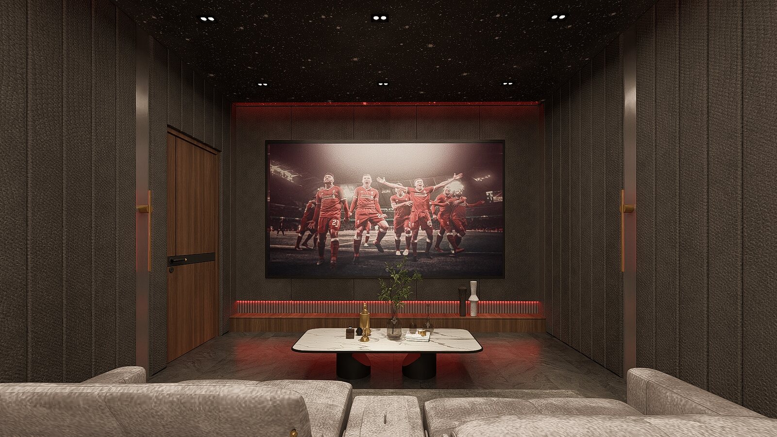 The home theatre, deep seating before the screen.