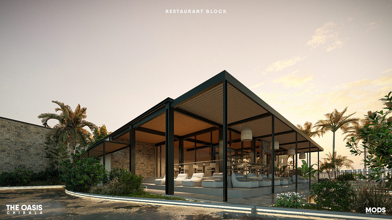 The pavilion at dusk.