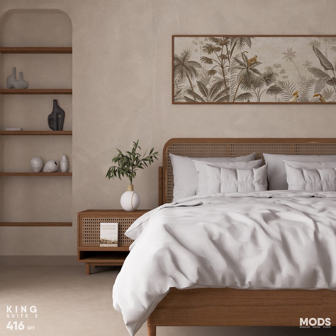 Linen and timber in the suites.